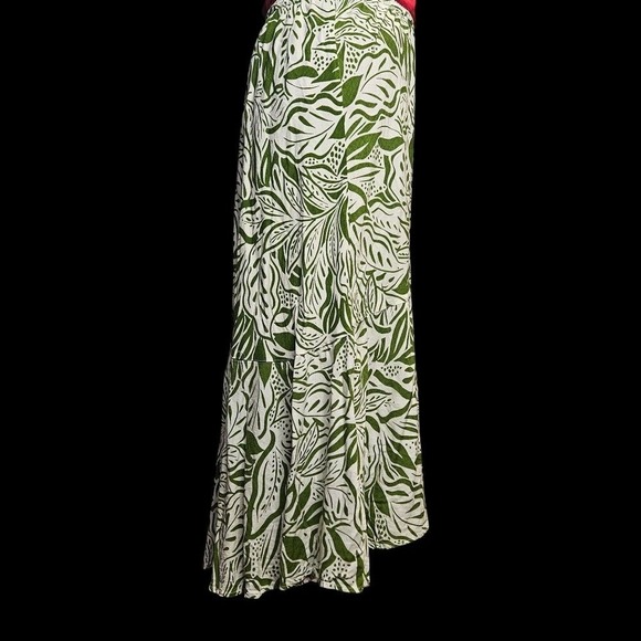 Lola P Green Boho Floral Maxi Skirt High Low Large - Picture 2 of 7